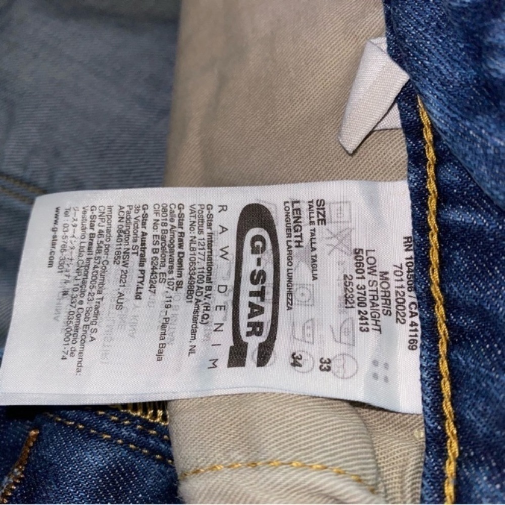GStar Morris Low Straight Raw Denim Jeans Size 33X34 - Picture 10 of 11